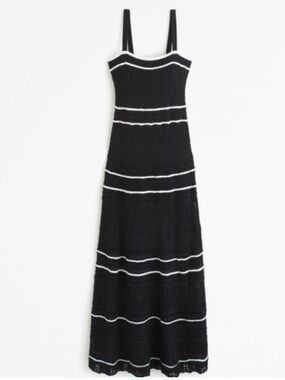 A&F Black Maxi Knit Dress with White Trim